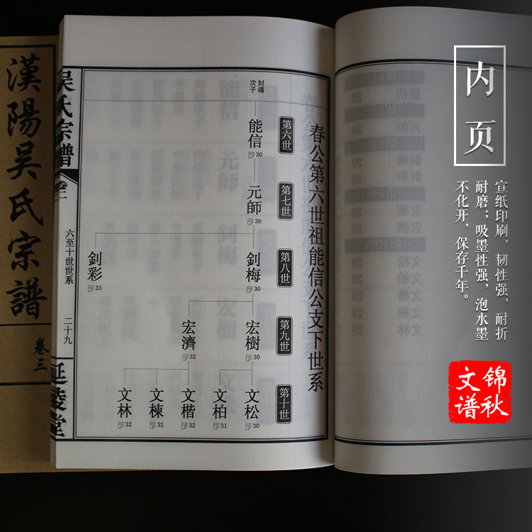 漢陽(yáng)吳氏宗譜宣紙內(nèi)頁(yè)